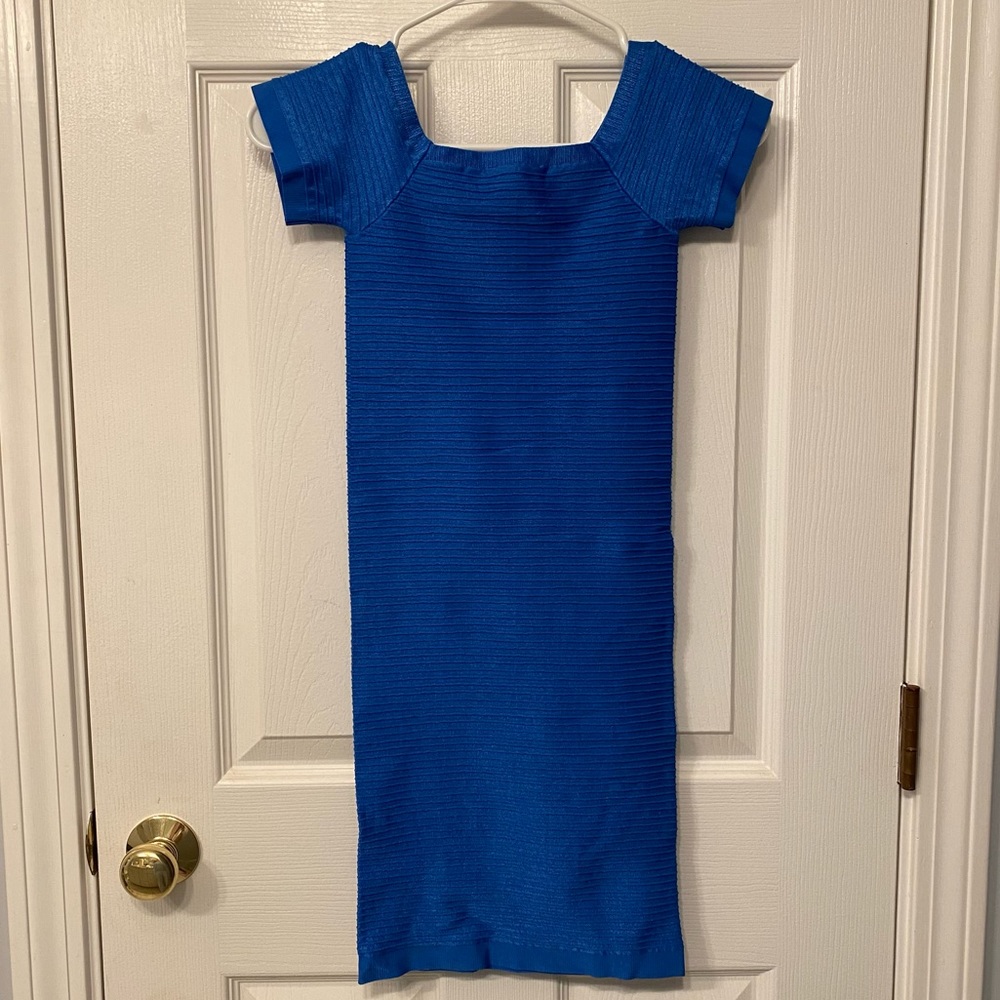 Bebe Blue Mini Ottoman Bodycon Dress Size Small 💙 - Picture 5 of 7